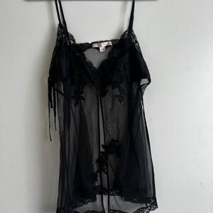 Victoria's Secret Black Sheer Lace Chemise